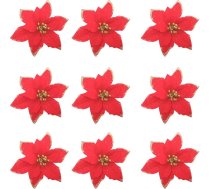 Glitter Poinsettia, Glitter Ziemassvētku eglītes rotājums, 30 Ziemassvētku ziedu komplekts, 6 collu mākslīgie Ziemassvētku ziedi, Ziemassvētku eglītes vainags, Ziemassvētku ziedu rotājums, Ziemassvētku eglīšu rotājums, piekaramie Ziemassvē