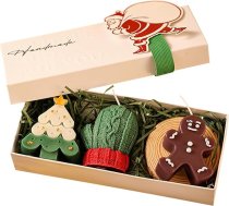 3 Ziemassvētku sveču komplekts, smaržīgo sveču dāvanu komplekts, Ziemassvētku aromātiskās sveces - 3 x ziemas aromātiskās sveces, Ziemassvētku egle, Ziemassvētku cimdi, piparkūku vīriņš, ideāla Ziemassvētku dāvana