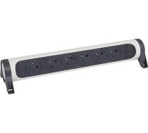 Legrand 049468 6 ligzdu rotējošais pagarinātājs ar slēdzi uz kabeli, balts un tumši pelēks