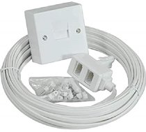 Bulk Hardware BH02671 Tālruņa pagarināšanas komplekts (pakārtotā ligzda, 15 m kabelis, adapteris un skavas)