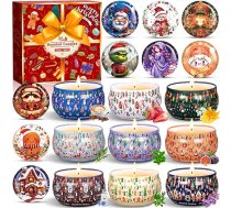 Aromatizētu sveču dāvanu komplekts, 9 gabaliņu aromātisko sveču komplekts, izgatavots no sojas vaska, aromātiskās sveces, aromātiskās sveces Ziemassvētkiem, aromātisko sveču dāvanu komplekts sievietēm Ziemassvētkiem, dzimšanas dienām, Va