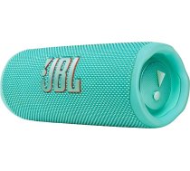 JBL Flip 6 Bluetooth kaste Teal krāsā: Ūdensizturīgs, pārnēsājams skaļrunis ar divvirzienu skaļruņu sistēmu jaudīgai skaņai, līdz pat 12 stundām bezvadu mūzikas atskaņošanas.