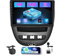 8 Core Qualcomm Android 15 4+64G Radio Pantalla priekš Toyota Aygo/Peugeot 107/Citroen C1 2005-2014 ar Wireless Carplay un Android Car, 10 collu ekrāns ar Mirror Link Radio FM/RDS GPS WiFi