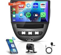 2G + 64G Android 13 auto radio Toyota Aygo/Peugeot 107/Citroen C1 2004-2014, 10,1 collu HD skārienjūtīgais ekrāns ar bezvadu Carplay Android auto GPS Wi-Fi USB Bluetooth FM RDS aizmugures skata kamera