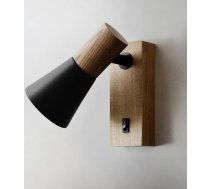 Sienas lampa ar slēdzi, koka sienas lampas, vintage, moderns iekštelpu sienas lampas, melns alumīnija abažūrs, grozāms, gultas lampa, sienas lampas guļamistabai, gultai, viesistabai, gaitenim, priekšnamam, E14, 1 iepakojums