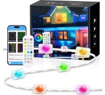 Pastāvīgais āra apgaismojums 15 m, 18 LEDs Smart RGBIC ūdensizturīgs karnīzes apgaismojums, Bluetooth āra apgaismojums, pasaku gaismas, āra LED sloksnes, vairāki skatuves režīmi karnīzes pusei, ikdienas dekorēšanai