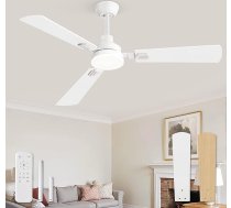 52 collu griestu ventilators ar gaismu un tālvadības pulti LED ventilatori iekštelpās/ārtelpās 3 krāsu temperatūras līdzstrāvas motora reversējams kluss divpusējs lāpstiņas (balts/valrieksts, spilgtas krāsas)