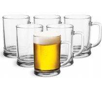 Glasset Birra alus krūze 0,5 litra, 6 pudeles ar rokturi Stikla krūze 0,5 litra Alus glāze Alus glāze 0,5 alus krūze Alus mērīšanas krūze Stikla alus krūzes Alus mērīšanas krūze Caurspīdīga stikla krūze
