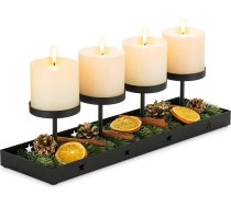 Sziqiqi Adventes vainags iegarens metāla melns: Adventa vainags ar sveces turētāju 4 stabu svecēm - Adventa plāksne Adventa paplātes adventes sveces turētājs Ziemassvētku dekorēšanai Galda dekorēšanai