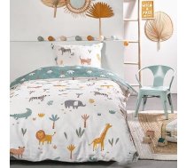 Familando - Safari gultasveļas komplekts (2 daļas) - 135 x 200 cm sega un 80 x 80 cm spilvendrāna - zēniem un meitenēm - Oeko-Tex sertificēts un 100% kokvilna - Renforcé kvalitāte ar rāvējslēdzējiem