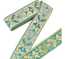 AHANDMAKER 14 ~ 16 jardu etniskās izšūšanas mežģīņu lenta 2,36 collu lapu vadu ziedu spīdumu lentes ziedu austas lentes šūšanai amatniecības dāvanu iepakojuma mājas apdare