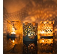 ZEYA Tējas lampas turētājs, balts, zelts, metāls, 3 dekoratīvo tējas lampu turētāju komplekts, (H) 10,5 cm, diametrs 8,5 cm, galda apdare, dzīvojamā istaba, austrumu laterna, vintāžas, balta, sveču turētājs, balts