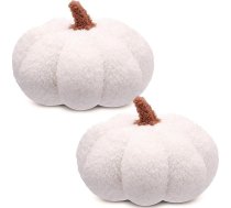 Ķirbju spilveni, 3D ķirbju spilveni, 2 Pack 20x12cm plīša 20x12cm pūkains pildījumu ķirbju Helovīna ķirbju rotaļlieta ķirbju dīvāna spilvens Pateicības dienai, Helovīnam un rotājumiem (balts)