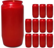 hibuy 12 x kapu sveces, kapu gaisma, sēru gaisma Nr. 7/14 x 6 cm, sarkana, kompozīcijas eļļas gaisma kapu laternām
