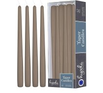 Hyoola galda sveces - 30 cm Taupe pelēkas krāsas galda sveces - ilgs degšanas laiks - 10 stundas - 12 gab. iepakojumā