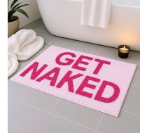Feblilac Get Naked Vannas istabas paklāji neslīdošs, jauks, šūtām grīdām mazgājams mikrošķiedras paklājs dušai ātri žūst 50x80cm rozā krāsā
