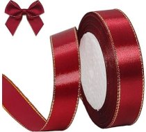 KEQAR 2 cm plata bordo krāsas dāvanu lenta, 1 rullis, 23 m, zelta krāsas satīna lenta, mākslas un amatniecības izstrādājumu, kāzu rotājumiem, matu lokiem, pušķiem, dzimšanas dienu un dzimšanas dienu rotājumiem