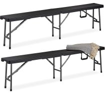 Relaxdays Alus soliņš, 2 komplekti, saliekams soliņš terasei un dārzam, plastmasas, kempinga soliņš, 43 x 179 x 24,5 cm, melns