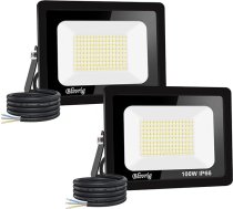 (2 iepakojumi 100 W LED āra prožektors, īpaši spilgts āra prožektors, auksti balts, 6000 K, IP66 ūdensizturīgs, LED prožektors, 10000 LM, prožektors, LED āra prožektors, LED āra prožektors, LED āra prožektors