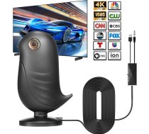 DVB-T un DVB-T2 antenas ar pastiprinātāju iekštelpās, 4K UHD Full HD iekštelpu antena televīzijai, liels darbības rādiuss un 360° uztveršana, TV antena visiem raidītājiem, 360° uztveršana līdz 650 km, bezmaksas raidītājs
