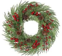 Mākslīgais Ziemassvētku vainags, 60 cm, Adventes vainags, Durvju rotājums, Durvju vainags ar ogām, Egļu čiekuri, Mākslīgais sienu vainags amatniecībai, Ziemassvētku rotājums, Adventes rotājums, Priekšnama dizains