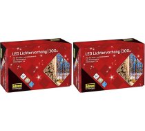 Idena 31856 LED gaismas aizkars ar 300 gaismas diodēm siltā baltā krāsā, ar 8 stundu taimera funkciju un transformatoru, ar 10 virtenēm, aptuveni 3 x 3 m, dekorēšanai iekštelpās un ārpus telpām, svētku rotājumiem, Ziemassvētkiem