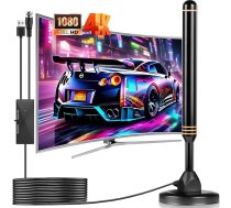 DVB-T/DVB-T2 antena, 2025 uzlabotā versija iekštelpu antenas DVB-T un DVB-T2 antenas ar pastiprinātāju, piemērota 4K 1080p un visām TV ierīcēm, ar magnētisko pamatni, 5 m kabelis vieglai uzstādīšanai