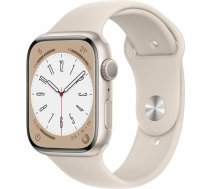 Apple Watch Series 8 (GPS, 45 mm) - Starlight alumīnija korpuss ar Starlight sporta siksniņu (Atjaunots)