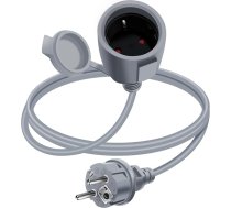 Schuko pagarinātājs īss 16 A 250 V pagarinātājs ar aizsargkontaktu Schuko īss pagarinātājs āra 2 maiņstrāvas pagarinātājs rozetei IP44 izmantošanai ārpus telpām vai iekštelpās, mājām (pelēks, 1,5 m)