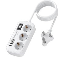 Adapteris Dienvidāfrikai ar 3-virzienu kontaktligzdām un 4 USB (2 USB-C 3.4A), ātrais lādētājs, M tipa adapteris Dienvidāfrikai, Namībijai, Lesoto, Mozambikai, Botsvānai, Lesoto, 1,5 m kabelis