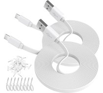 2er-Pack 5 m langes flaches Strom-Verlängerungskabel für USB-C-fähige Sicherheitskameras oder Switch Pro Controller und mehr, USB-A-auf-Typ-C-Verlängerungs-Lade- und Datensynchronisationskabel
