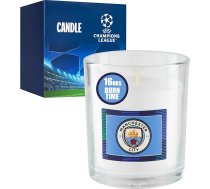 Manchester City FC Svece Stiklā Vīrieši Teenagers Nearomatizēta dekoratīvā svece ar kluba logotipu, 16 stundu ilgs degšanas laiks, Čempionu līgas dāvanu ideja
