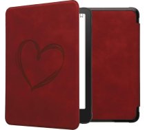 kwmobile Korpuss saderīgs ar Amazon Kindle Paperwhite (2024)/Colorsoft Korpuss - mākslīgās ādas vāciņš - Heart Brush Dark Red