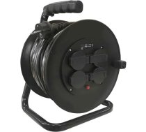 50 m izbīdāms elektrības kabelis ar 4 ligzdām IP44 3 x 1,5 mm² 16A Izvelkams iekštelpās ārpus telpām