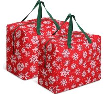 Kajaia 2 Ziemassvētku rotājumu uzglabāšanas komplekts 18" x 15" x 10" Sniegpārsliņu svētku piederumu soma Ziemassvētku glabāšanas konteiners Izturīgs pret plīsumiem Ziemassvētku rotājumu organizators ar rokturiem