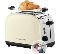 Russell Hobbs Colours Plus 26551-56 Grauzdošļājamā mašīna 2 šķēlītēm, nerūsējošais tērauds, krēmkrāsains (īpaši platas grauzdēšanas vietas, ieskaitot bulciņu stiprinājumu, 6 brūnināšanas līmeņi + atkausēšanas funkcija, "Lift