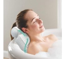 Mīksts atmiņas putu vannas spilvens neslīdošs kakla muguras spilvens ar 4D ventilāciju un 6 kausiņiem (balts)