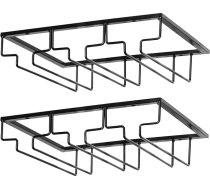 2 vīna glāžu turētājs, piekaramais vīna glāžu turētājs, vīna glāžu statīvs zem skapja, metāla vīna glāžu turētājs, plaukts, piekaramais vīna glāžu statīvs ar 3 rindām ģimenei, restorānam,