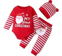 Bērnu apģērbu komplekts Ziemassvētku bērnu apģērbs Zēni meitenes garām piedurknēm Bodysuit Romper + bikses Jaundzimušo bērnu komplekts Ziemassvētku apģērbs Mani pirmie Ziemassvētki