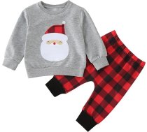 Bērni zēni meitenes Xmas apģērbu komplekts bērnu pleds Ziemassvētku garas piedurknes Hoodie bikses komplekts apģērbs toddler gudrs rudens Ziemassvētku apģērbs A-252