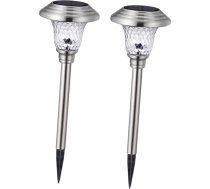 Mipcase 2 Stück Stablampe solarlampe solarlampen solarleuchten solar laterne gartenbeleuchtung bodenleuchten Sonnenlicht Rasen Lichter wasserdicht außen LED Solarbetriebene Landschaftsleuchte Silver