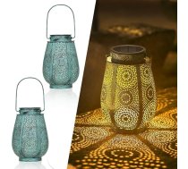 Saules laterna izmantošanai ārpus telpām, 2 gab., Bonsery LED saules gaismas āra apgaismojums, IP65 ūdensizturīgs, Vintage metāla saules laterna āra dekorēšanai, terasei, balkonam, pagalmam, āra saules gaismai