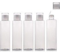 VASANA 6 x 150ml caurspīdīgas tukšas plastmasas ceļojumu pudeles ar atveres samazinātāju sejas tīrīšanas līdzeklim, šampūnam, kondicionierim, dušas losjonam, tualetes piederumiem, T