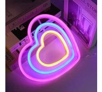 ENUOLI Sirds neona zīme, sirds neona gaisma, mīlestības sirds formas LED gaisma, varavīksnes gaismas zīme, USB/akumulators, sirds LED gaisma meiteņu istabai, kopmītnei, kāzām, jubilejai, dzimšanas dienai
