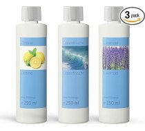 3 smaržu piedevu komplekts visiem standarta tvaika tīrīšanas līdzekļiem, 3 x 250 ml, ražots Vācijā.