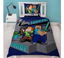 Bērnu gultasveļa 135 x 200 cm, divpusējs gultasveļas komplekts, Minecraft tēli, 100% kokvilna, 80 x 80 cm + 135 x 200 cm, 2 gabali, bērnu un pusaudžu spēļu komplekts