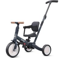 newyoo 5-in-1 trīsritenis, līdzsvara velosipēds no 1 gada ar stumšanas stieni bērniem no 1, 2, 3 gadiem, bērnu trīsritenis ar noņemamiem pedāļiem un regulējamu sēdekli, tumši pelēks