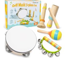Commodum mūzikas instrumentu komplekts maziem bērniem, koka ksilofona rotaļlietas maziem bērniem, neitrālas krāsas, sitamo instrumentu komplekts bērniem vecumā no 3 gadiem