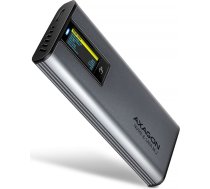 Axagon Eem2-sd2 bezskrūvju alumīnija ārējais korpuss usb-a/c 3.2 gen2 m.2 nvme/sata displejs lcd