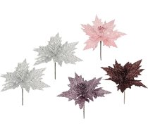 Flair Flower Pick Ziemassvētku zvaigzne ar mirdzumu samta mākslīgā mini mākslīgā zieda Ziemassvētku ziedu aksesuāri Adventes vainagam Floristikas pušķi, sudraba, zelta, rozā, tumši rozā, tumši sarkans, 21 x